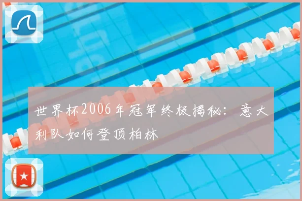 世界杯2006年冠军终极揭秘：意大利队如何登顶柏林